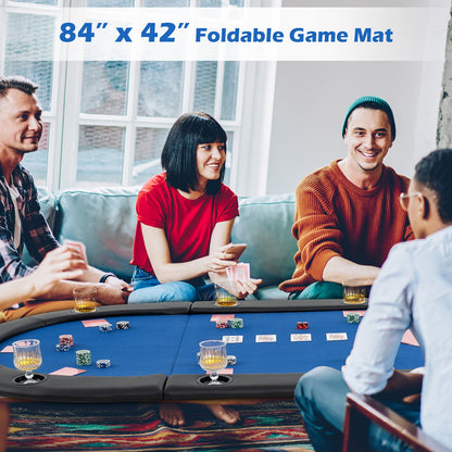Portable 84 x 42 Inch 10-Player Foldable Padded Poker Table Top