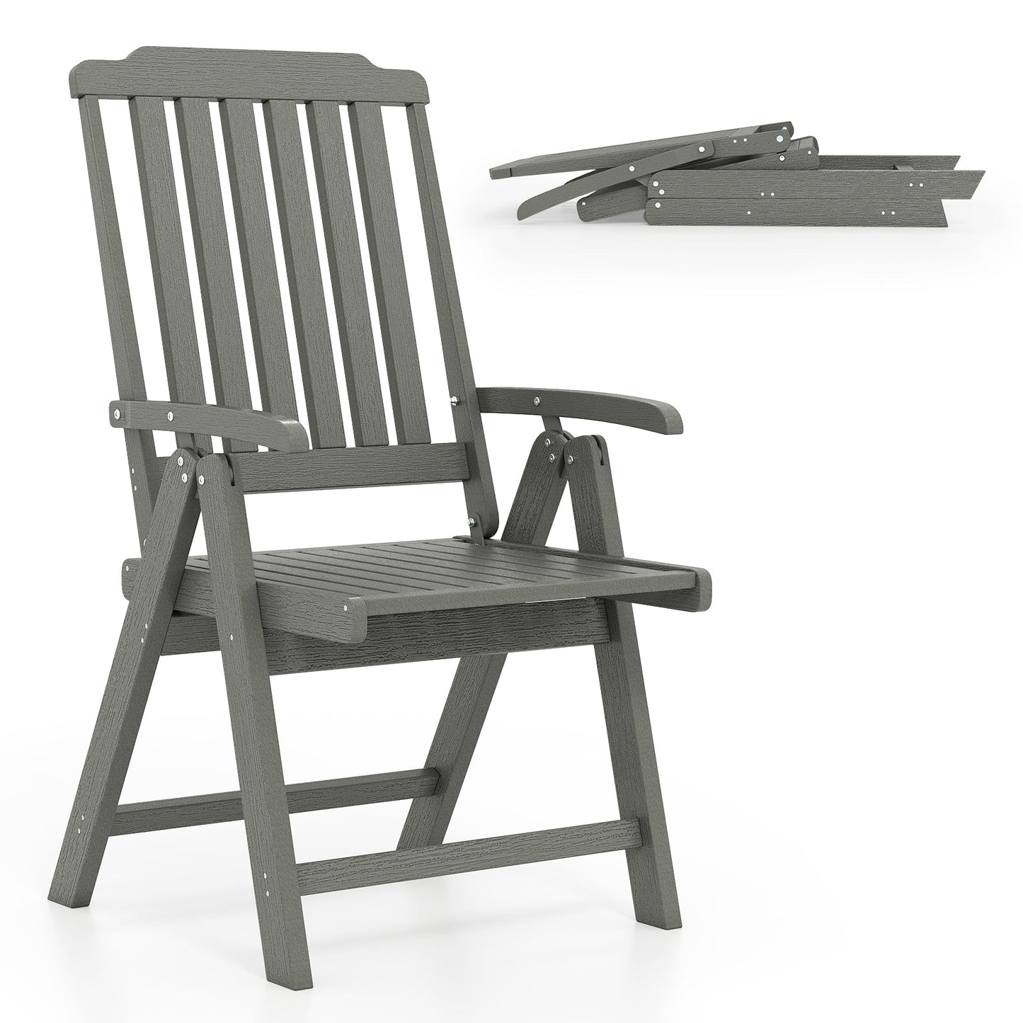 Foldable Patio Chair All-Weather HDPE Outdoor Dining Chair with Armrest