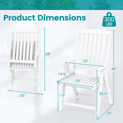 Foldable Patio Chair All-Weather HDPE Outdoor Dining Chair with Armrest