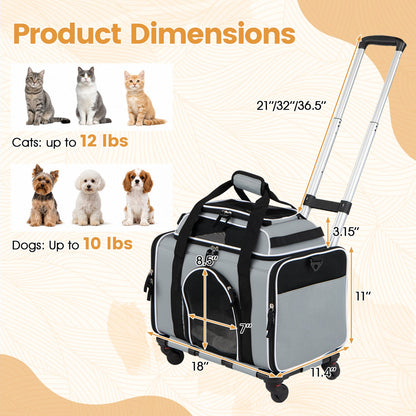 Rolling Pet Carrier with Wheels DirectDeals extendable handle for 12 lb cats or 10 lb dogs on Tampa Home & Garden Store