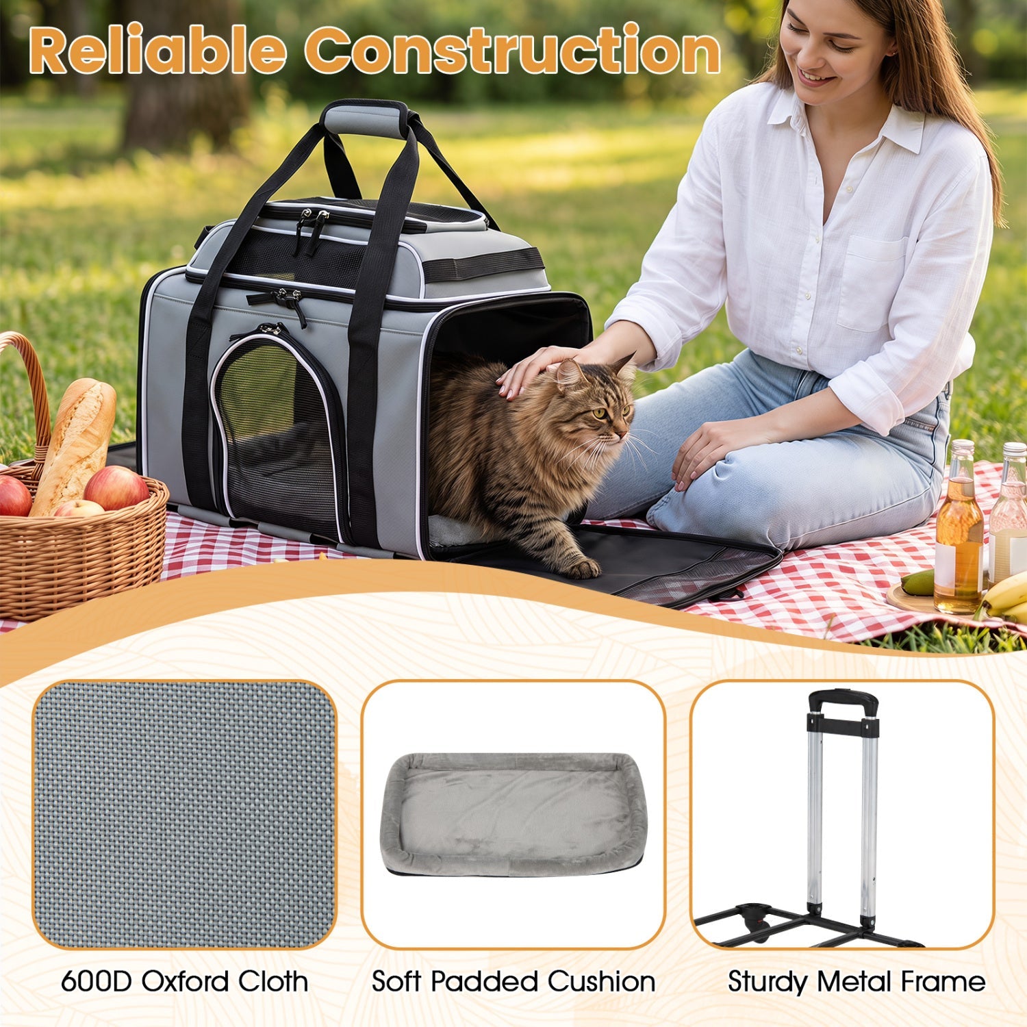 DirectDeals Rolling Pet Carrier with Wheels for Cats and Dogs, fabric with mesh window on Tampa Home & Garden Store