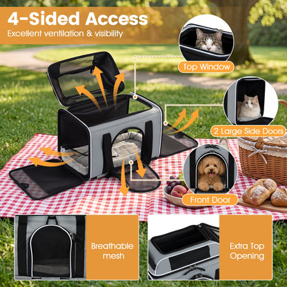 Rolling Pet Carrier with Wheels gray-black DirectDeals, 4-sided access & breathable mesh on Tampa Home & Garden Store