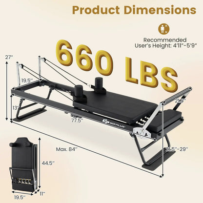 Foldable Pilates Reformer for Home Gym Equipment