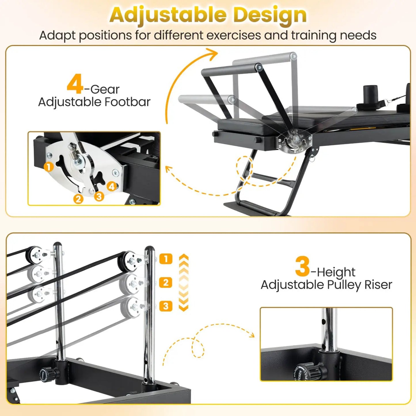 Foldable Pilates Reformer for Home Gym Equipment