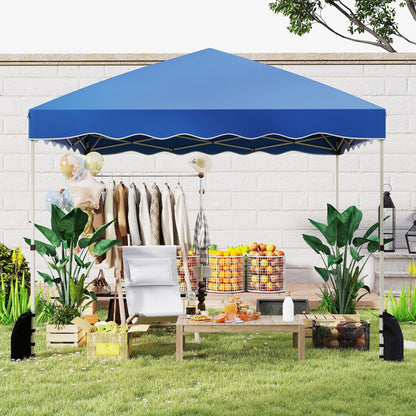 Foldable 10 X 10 Feet Pop up Canopy Tent with Wheeled Bag-Blue