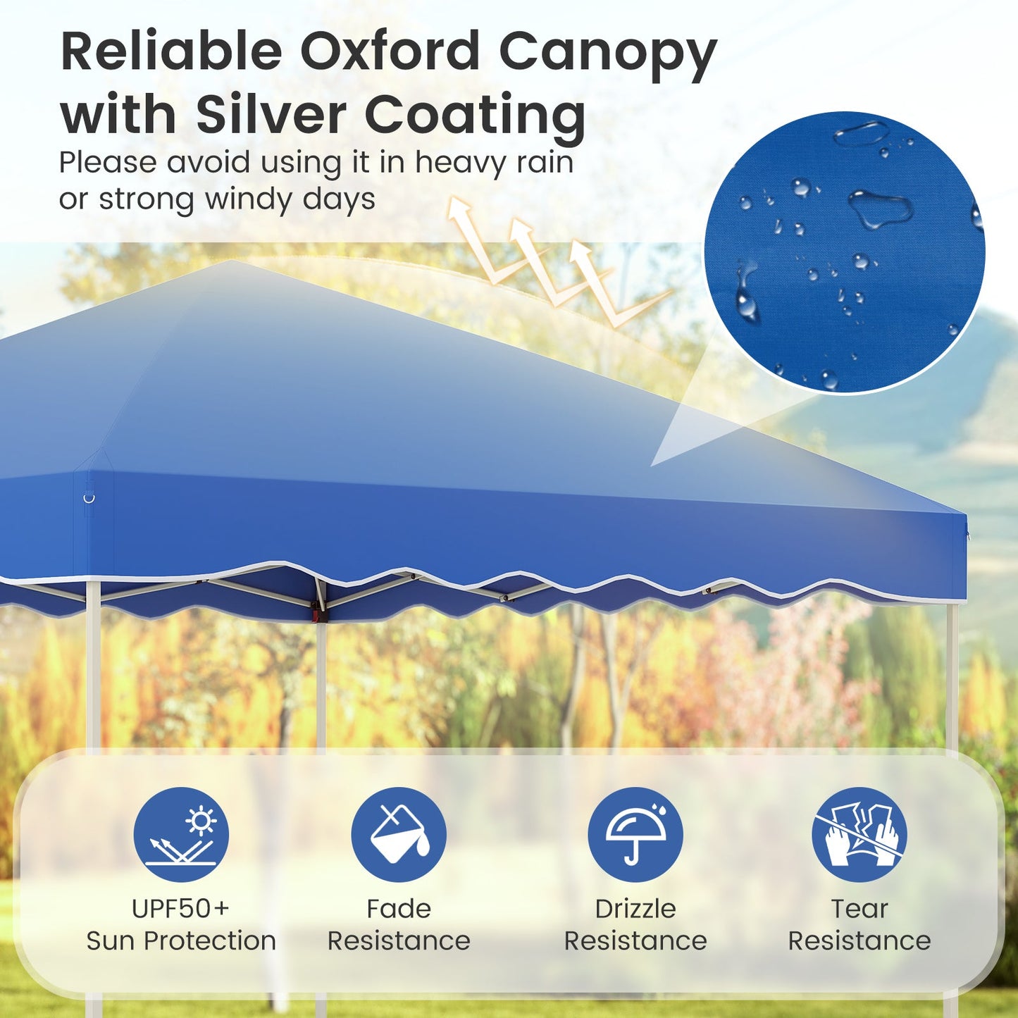 Foldable 10 X 10 Feet Pop up Canopy Tent with Wheeled Bag-Blue