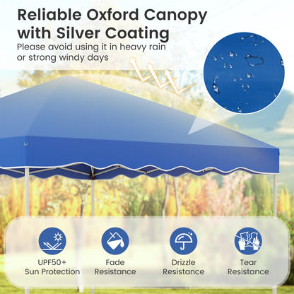 Foldable 10 X 10 Feet Pop up Canopy Tent with Wheeled Bag-Blue
