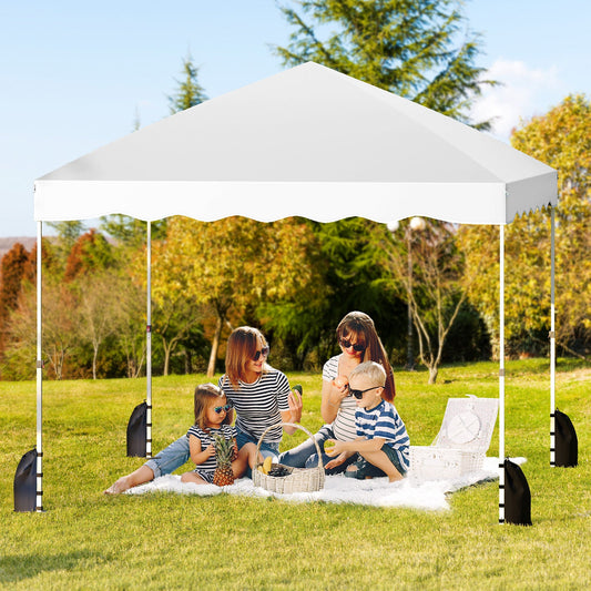 Foldable 10 X 10 Feet Pop up Canopy Tent with Wheeled Bag-White