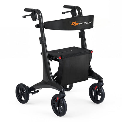 Foldable Rollator Rolling Walker with Seat for Seniors-Black