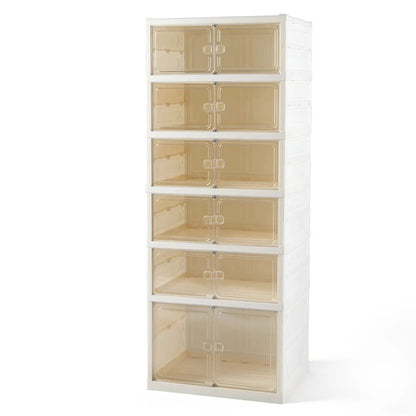 Foldable Shoe Rack Organizer 12-Pair 6-Tier Collapsible Shoe Cabinet