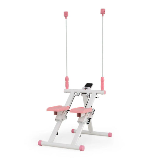 Foldable stair stepper with detachable handlebar, DirectDeals, white frame and pink accents on Tampa Home & Garden Store
