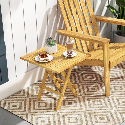 Patio Folding Side Table with X-shaped Legs and Slatted Tabletop - Tampa Home & Garden Store