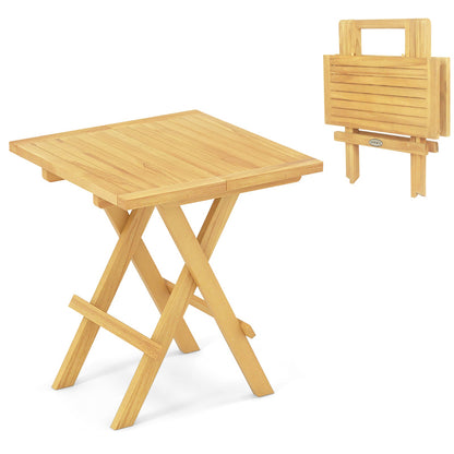 Mesa Auxiliar Plegable para Patio con Patas en X y Tablero de Listones