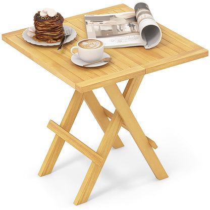 Mesa Auxiliar Plegable para Patio con Patas en X y Tablero de Listones