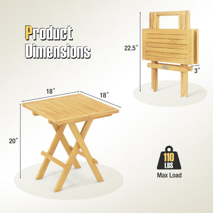 Mesa de centro cuadrada de madera de teca con patas en forma de X y tablero de listones