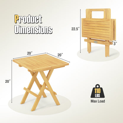 Mesa Auxiliar Plegable para Patio con Patas en X y Tablero de Listones