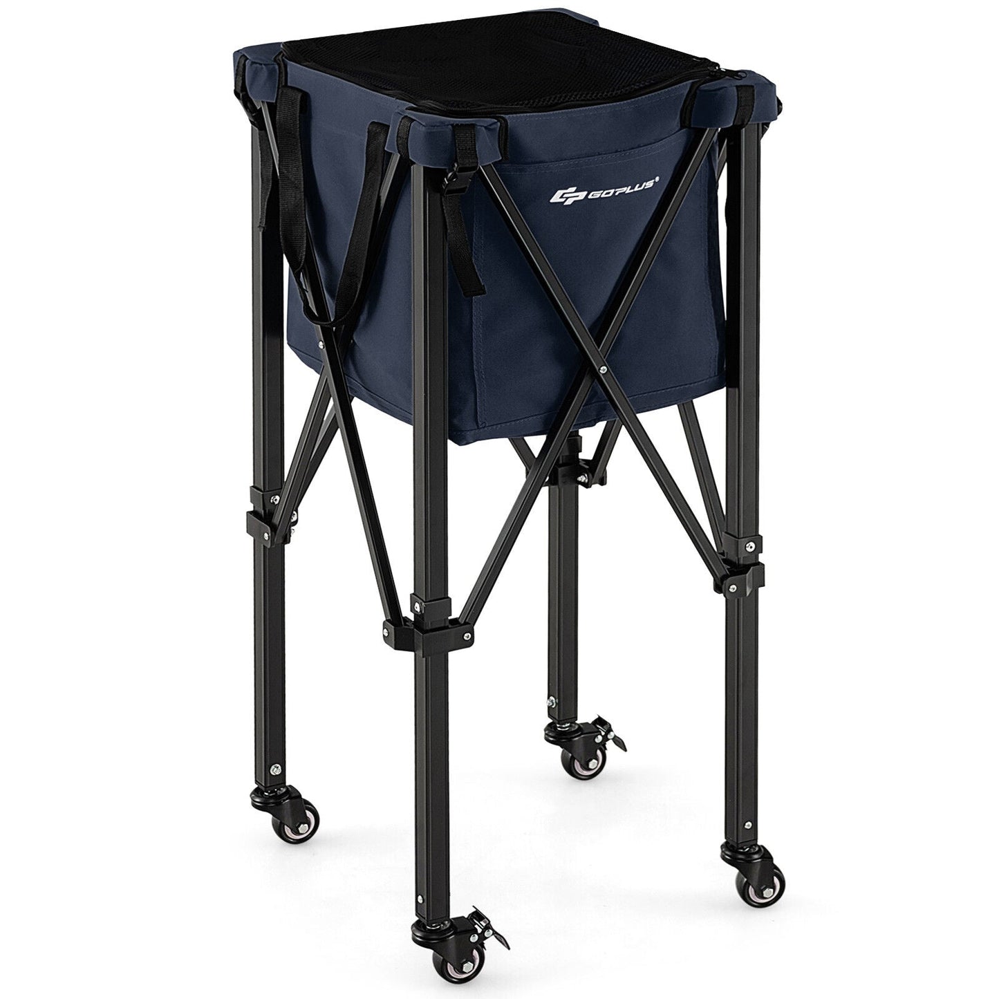 Lightweight Foldable Tennis Ball Teaching Cart with Wheels and Removable Bag