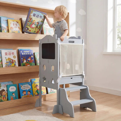 Foldable Toddler Step Stool with Chalkboards