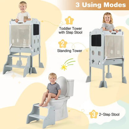 Foldable Toddler Step Stool with Chalkboards