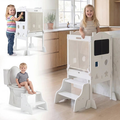 Foldable Toddler Step Stool with Chalkboards