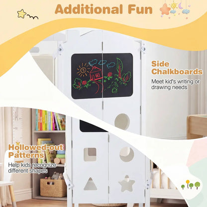 Foldable Toddler Step Stool with Chalkboards