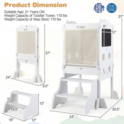 Foldable Toddler Step Stool with Chalkboards