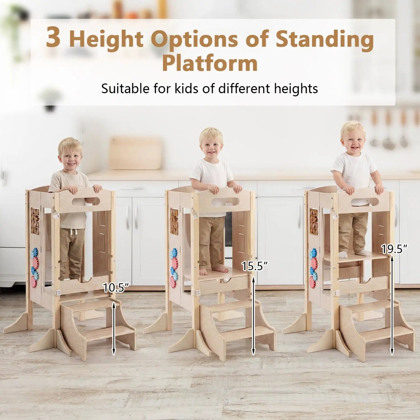 Foldable Toddler Step Stool Wooden Kitchen Tower