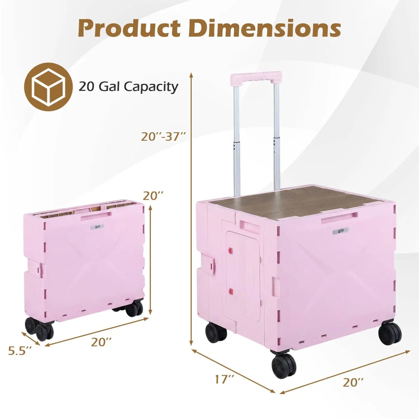 Foldable Utility Cart with Cup Holder and Wheels