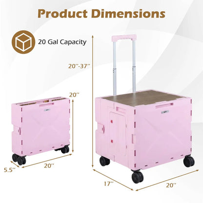 Foldable Utility Cart with Cup Holder and Wheels