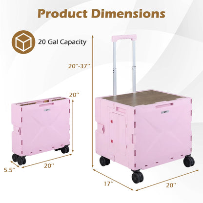 Foldable GemGear pink utility cart with 4 wheels, cup holder, 20 Gal capacity on Tampa Home & Garden Store