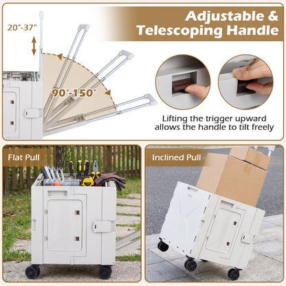 Foldable Utility Cart GemGear with 4 rotating wheels and cup holder adjustable handle on Tampa Home & Garden Store