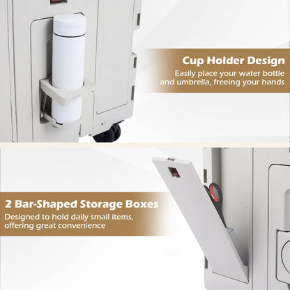 GemGear Foldable Utility Cart with 4 swivel wheels and cup holder, beige with bottle holder on Tampa Home & Garden Store