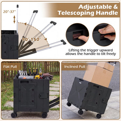 GemGear Foldable Utility Cart with cup holder, adjustable telescoping handle, 4 swivel wheels on Tampa Home & Garden Store