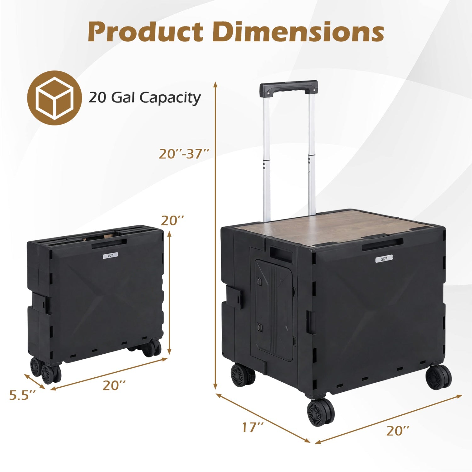 GemGear foldable utility cart with 4 rotating wheels and cup holder, black handle on Tampa Home & Garden Store