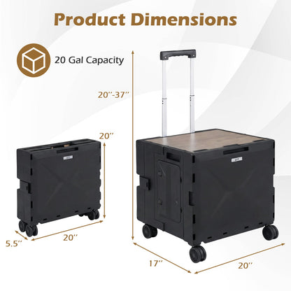 GemGear foldable utility cart with 4 rotating wheels and cup holder, black handle on Tampa Home & Garden Store