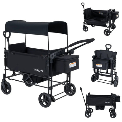 Foldable Wagon Stroller for 2 Kids with Canopy
