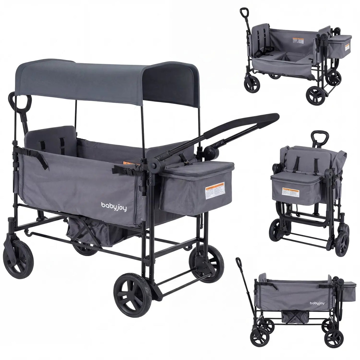 Foldable Wagon Stroller for 2 Kids with Canopy