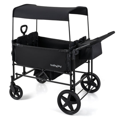 Foldable wagon stroller for 4 kids, black with removable canopy, Babyjoy on Tampa Home & Garden Store