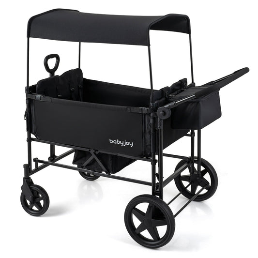 Foldable wagon stroller for 4 kids, black with removable canopy, Babyjoy on Tampa Home & Garden Store