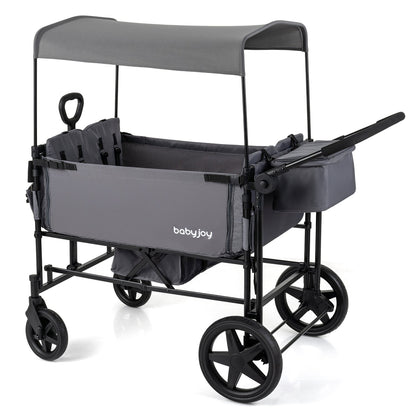 Foldable wagon stroller for 4 kids with gray removable canopy and adjustable push by babyjoy on Tampa Home & Garden Store