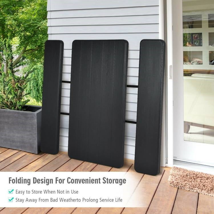 Folding Picnic Table with 2 Benches Outdoor Patio Dining Set in Black - Tampa Home & Garden Store