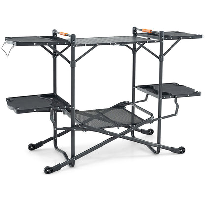 Folding Portable Outdoor Cook Station with Heat-Resistant Aluminum Tabletop - Tampa Home & Garden Store