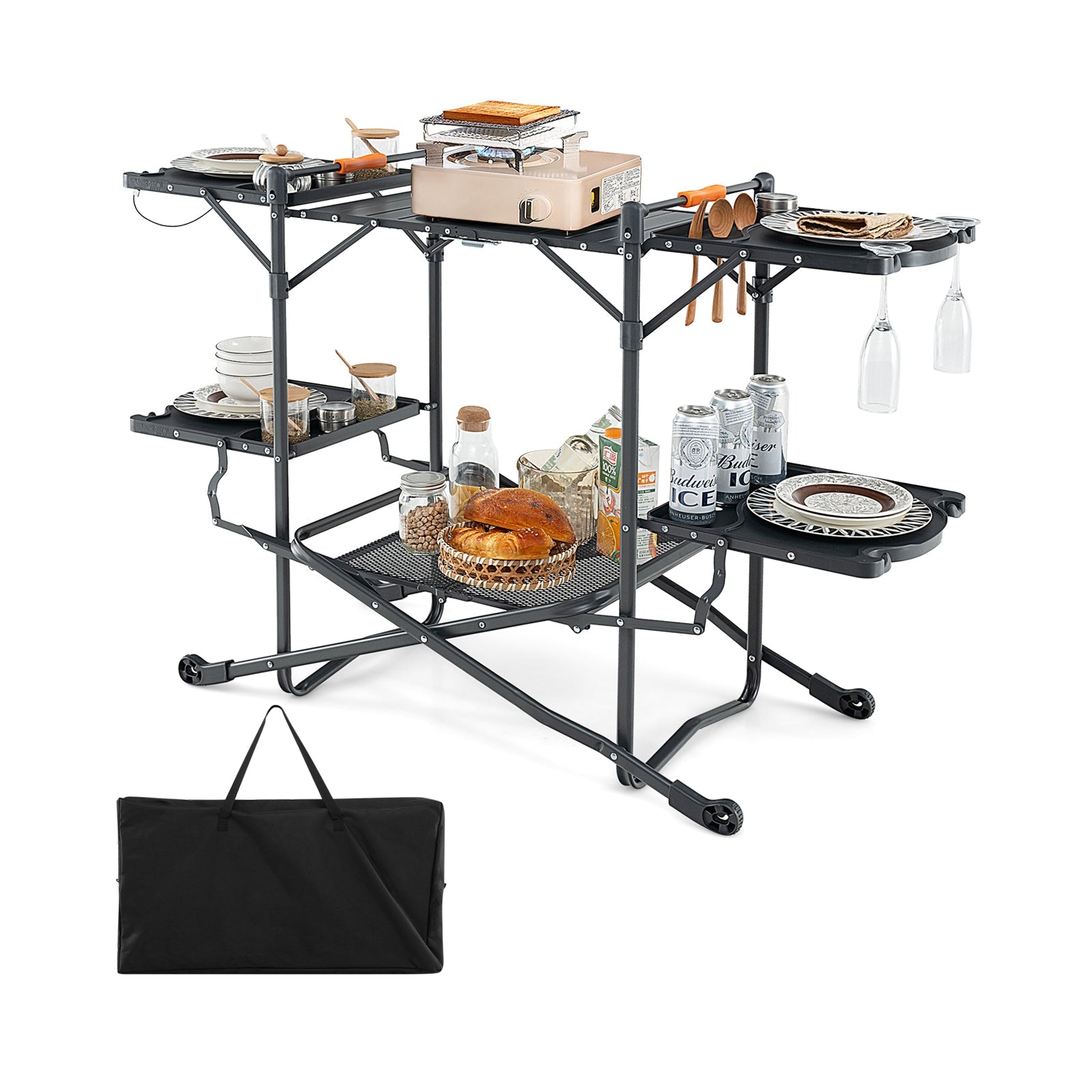 Folding Portable Outdoor Cook Station with Heat-Resistant Aluminum Tabletop - Tampa Home & Garden Store