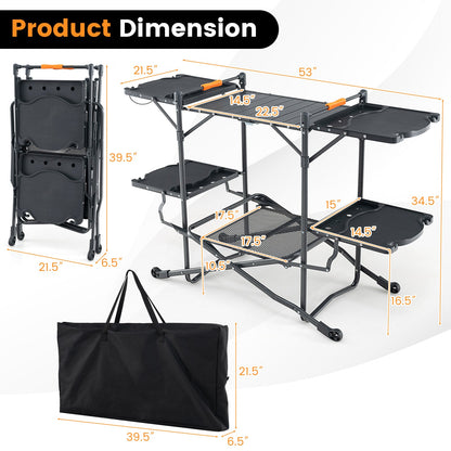 Folding Portable Outdoor Cook Station with Heat-Resistant Aluminum Tabletop - Tampa Home & Garden Store