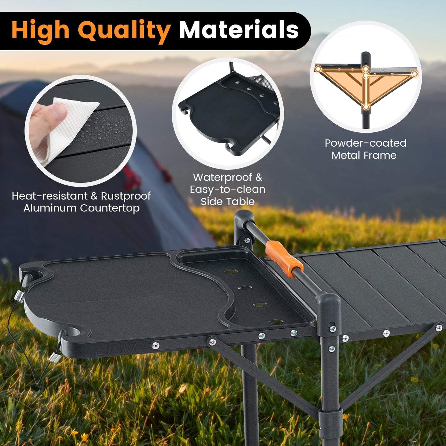 Folding Portable Outdoor Cook Station with Heat-Resistant Aluminum Tabletop - Tampa Home & Garden Store