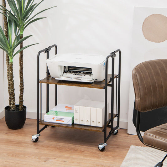 Folding Rolling Cart with Metal Frame-2-Tier - Tampa Home & Garden Store