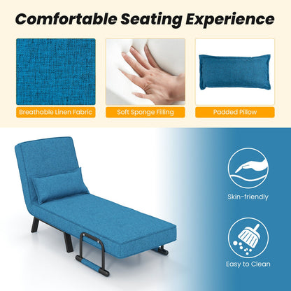 Sillón reclinable convertible 6 posiciones con almohada y sofá cama - Azul