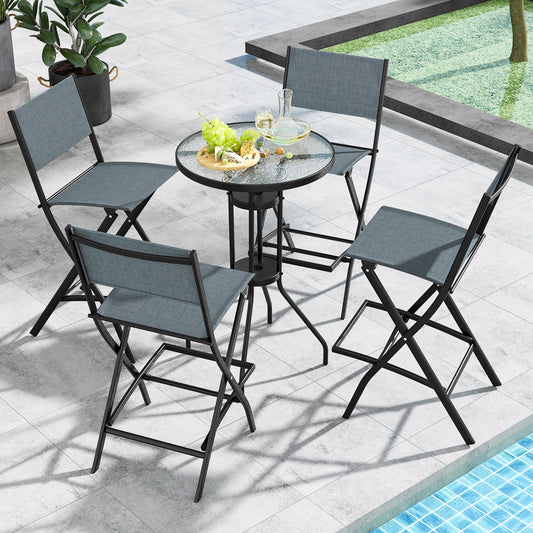 Folding Bar Stools Set of 2 Backrest Humanized Footrest - Tampa Home & Garden Store