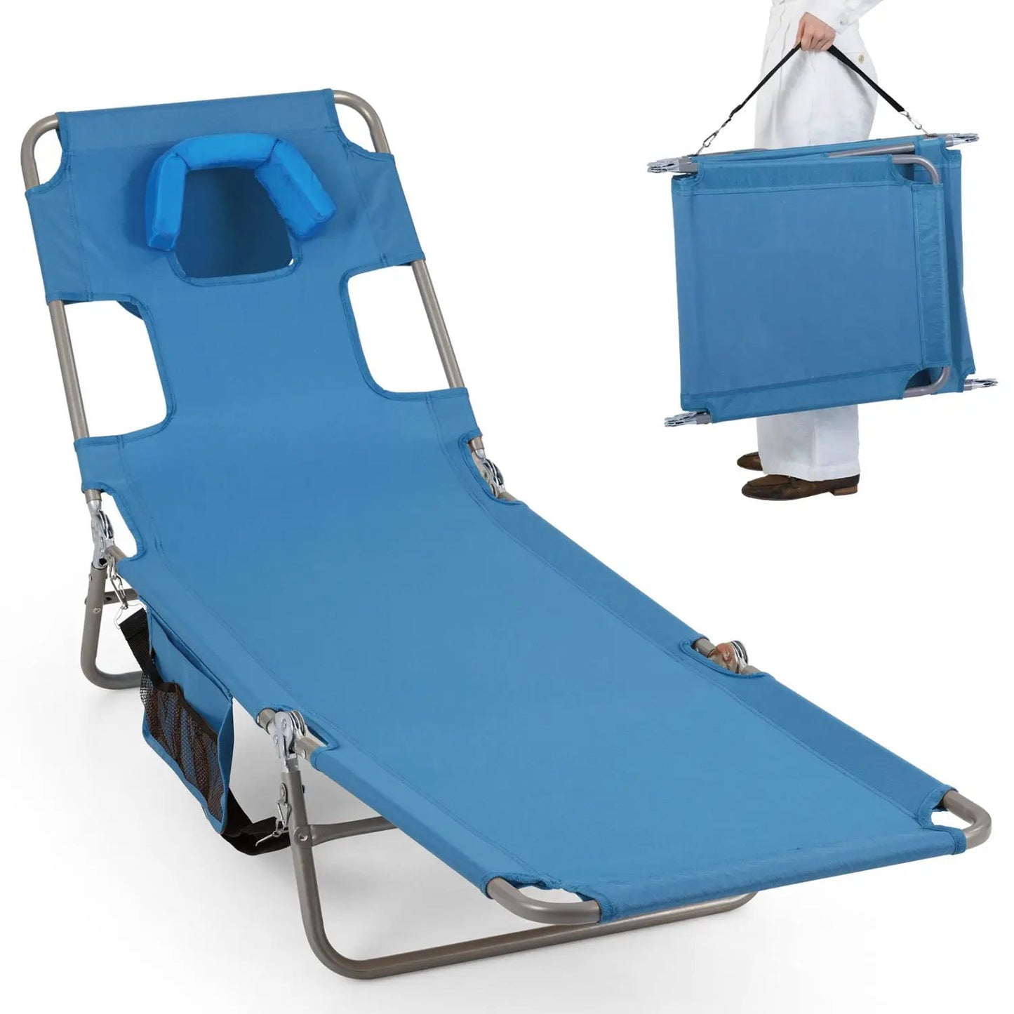 Folding Beach Lounge Chair with Adjustable Back