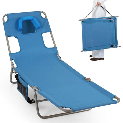 Folding Beach Lounge Chair with Adjustable Back